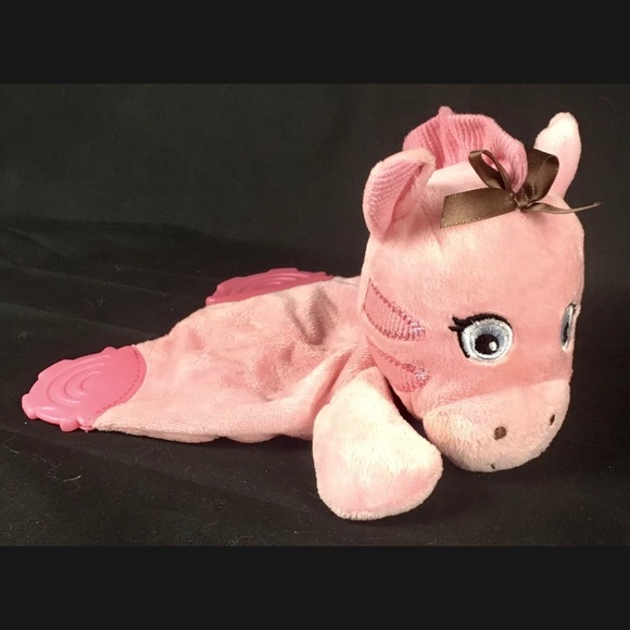 Garanimals Pink Giraffe Lovey 9" Plush Baby Teether Toy Brown Bow - Picture 7 of 12